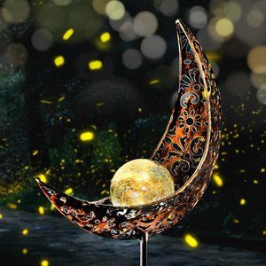 Beautiful Solar Light Moon Decor, Glass Ball